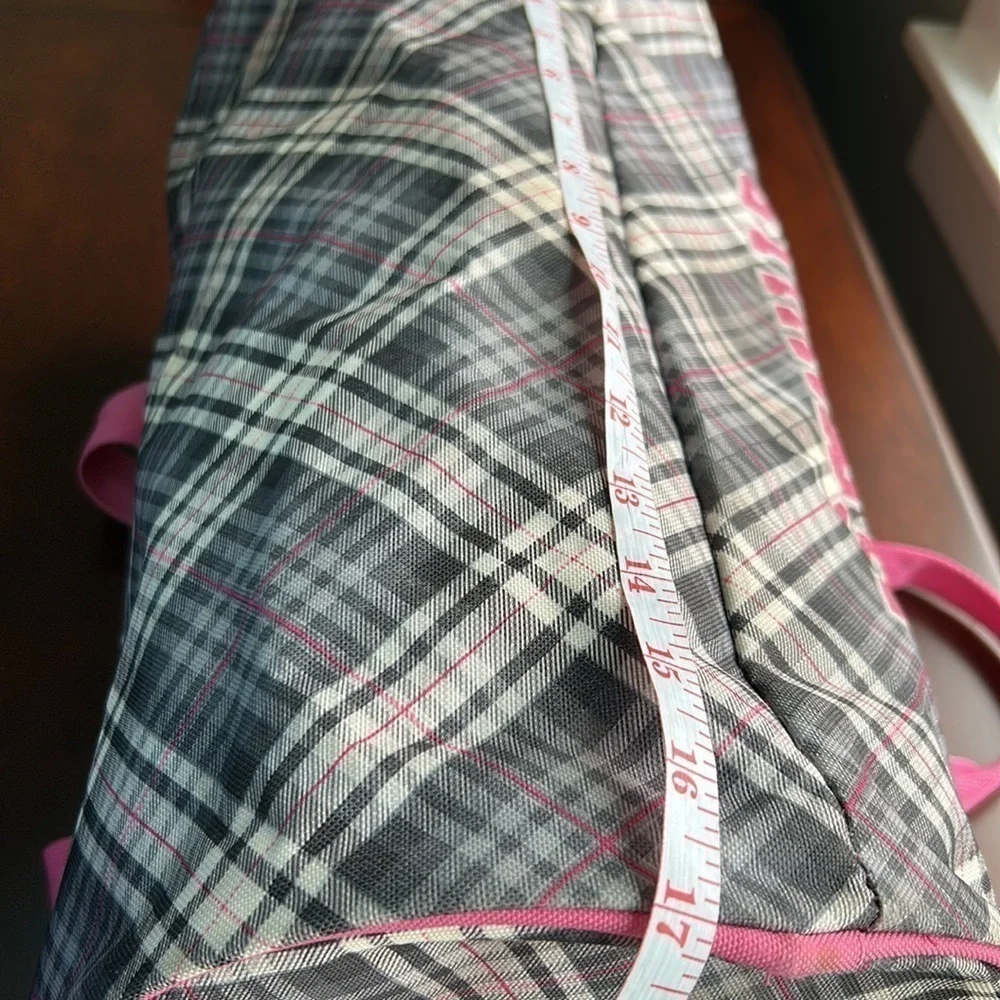 Gymnast Gymn⭐️st pink grey and black plaid adjustable shoulder strap bag euc